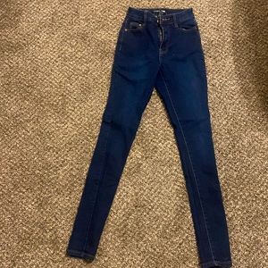Fashion nova dark blue wash high waisted skinny jeans